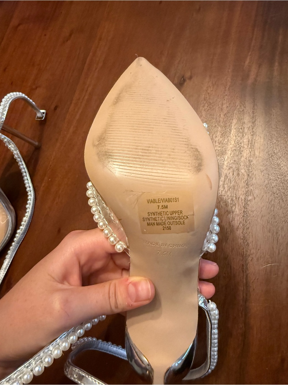 Steve Madden Silver Pearl-Embellished Heeled Sandals - Picture 4 of 4